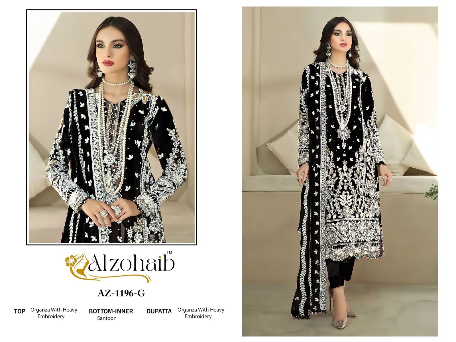 Safa Vol 1 By Alzohaib Organza Pakistani Wholesale Salwar Suits In India
